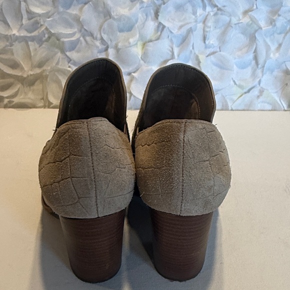 Vince Camuto Taupe Croc-Embossed Suede Pointed Slip-On Booties - Picture 3 of 6